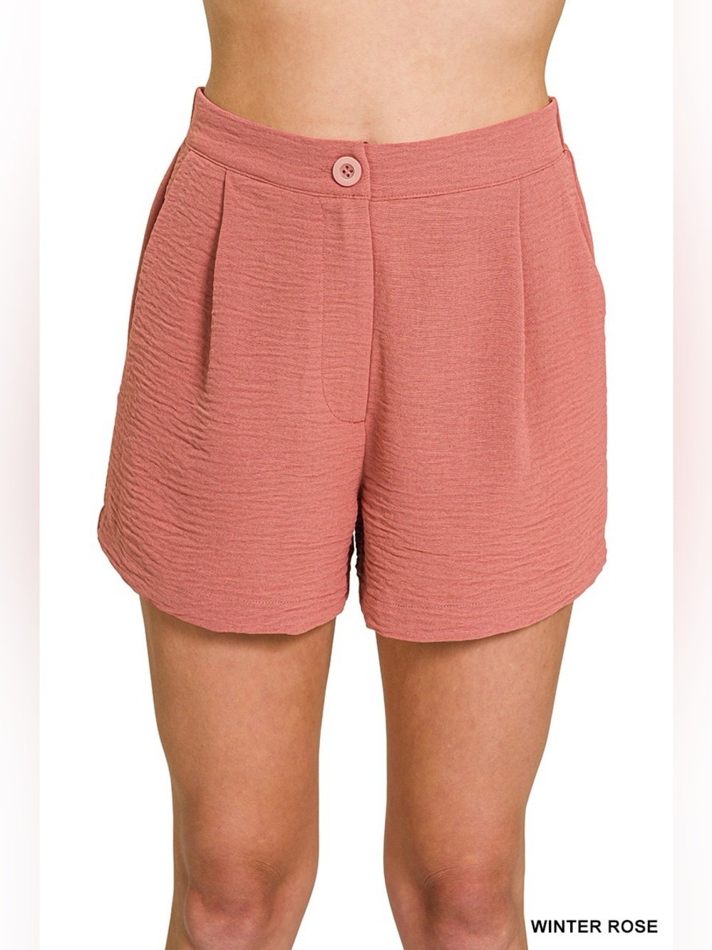 Zenana Woven Airflow Back Elastic Waist Shorts